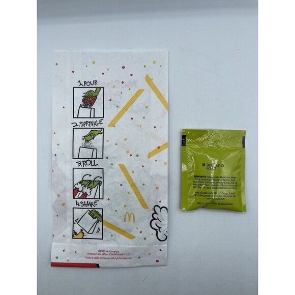 2025 McDONALD'S Grinch Christmas Adult Happy Meal w/ Green Socks and Grinch Salt - Picture 5 of 7